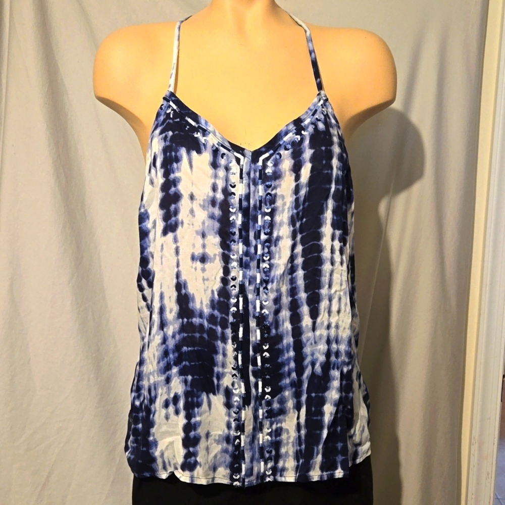 Bohemian style embroidered, crochet racerback style tank top